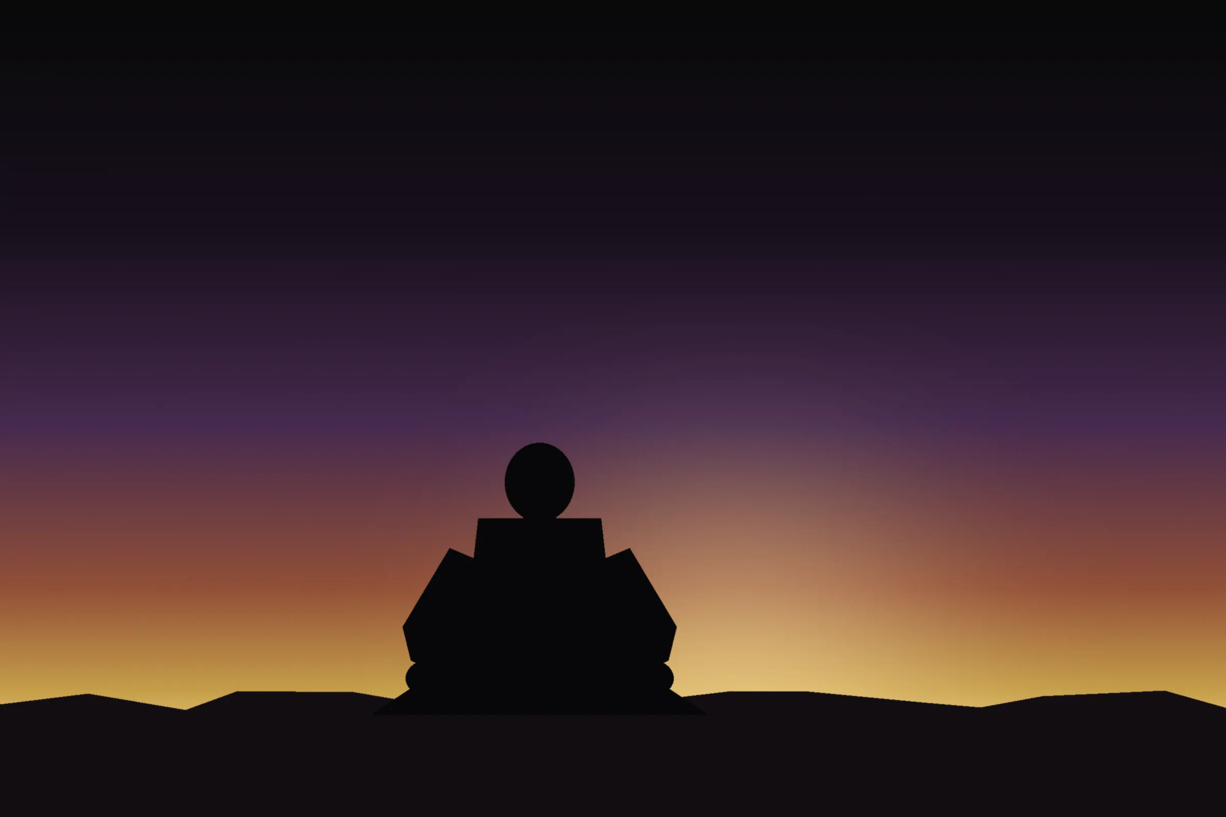 Demaris Parker seated in a meditative Qigong stance against a desert sunset
